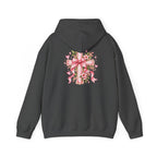 Pink Floral Cross Hoodie — "Made by Karla" Faith Pullover