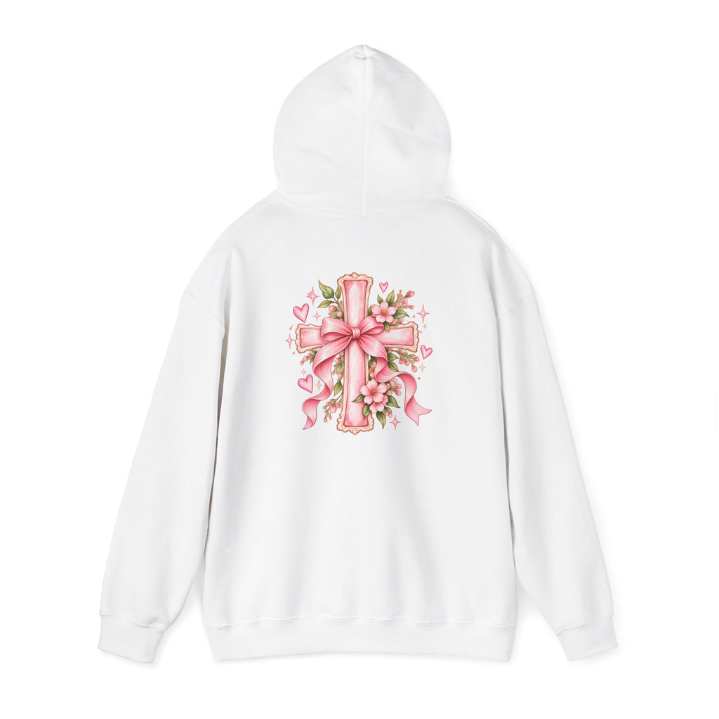 Pink Floral Cross Hoodie — "Made by Karla" Faith Pullover