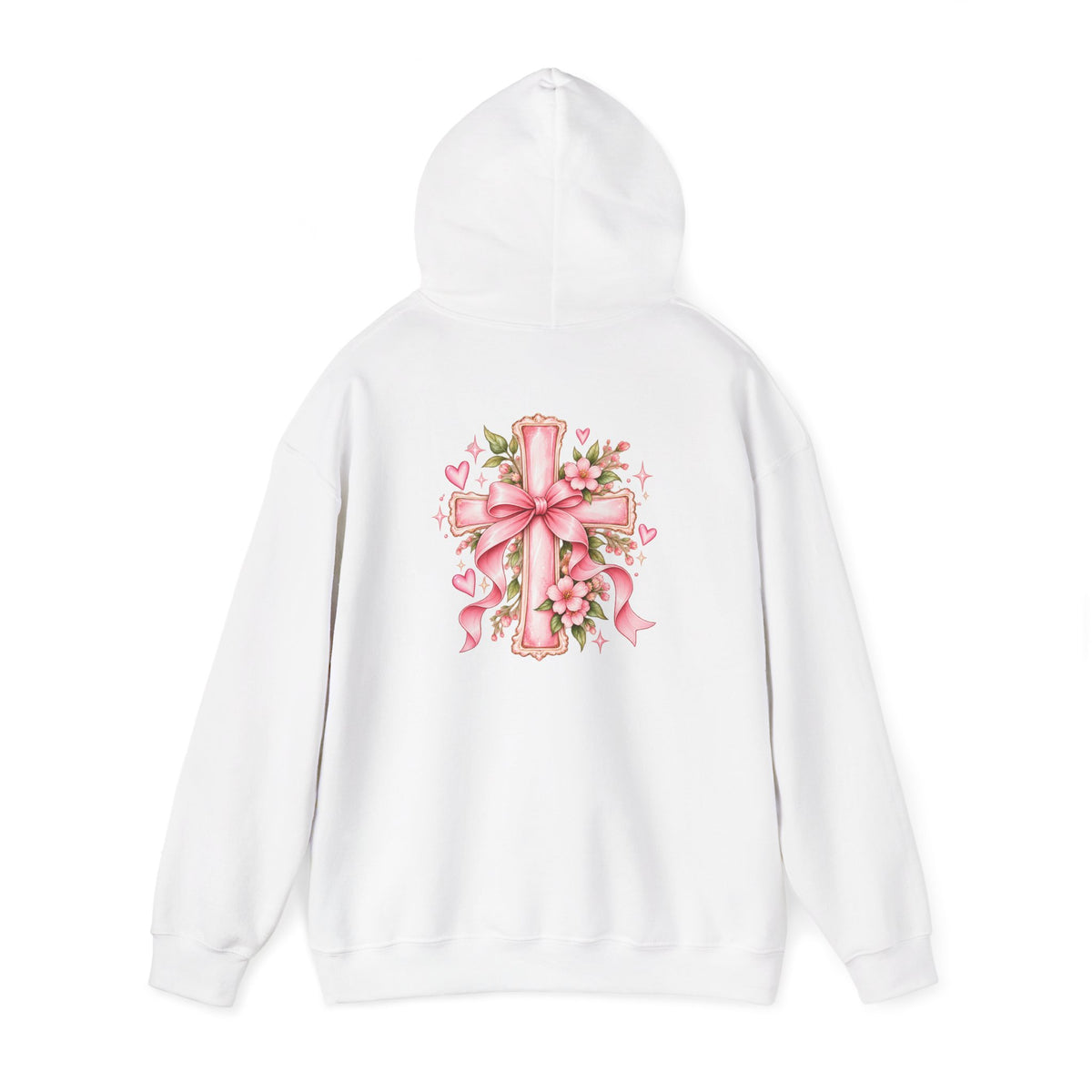 Pink Floral Cross Hoodie — "Made by Karla" Faith Pullover