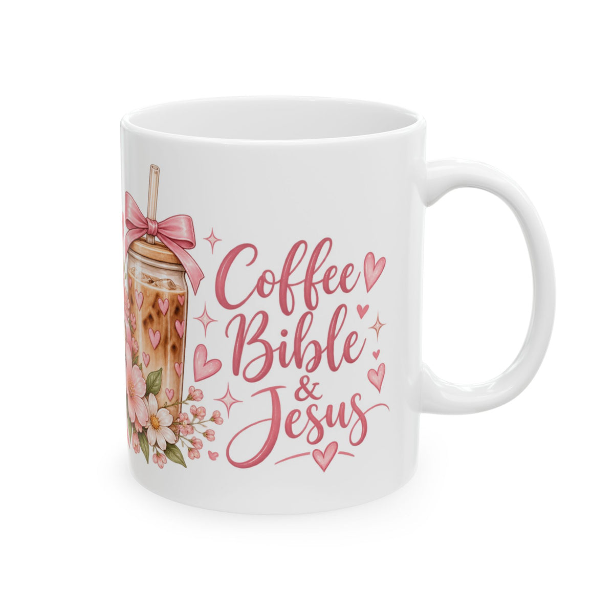 Pink Floral Bow Ceramic Mug – Romantic Coffee & Tea Gift