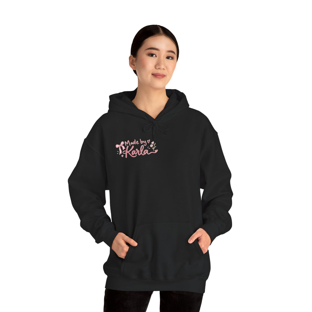 Pink Floral Cross Hoodie — "Made by Karla" Faith Pullover