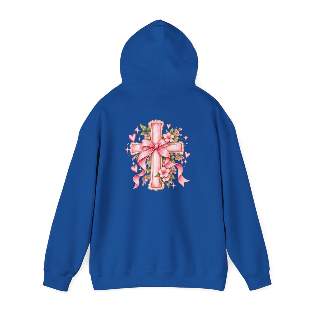 Pink Floral Cross Hoodie — "Made by Karla" Faith Pullover