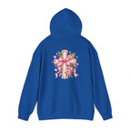 Pink Floral Cross Hoodie — "Made by Karla" Faith Pullover