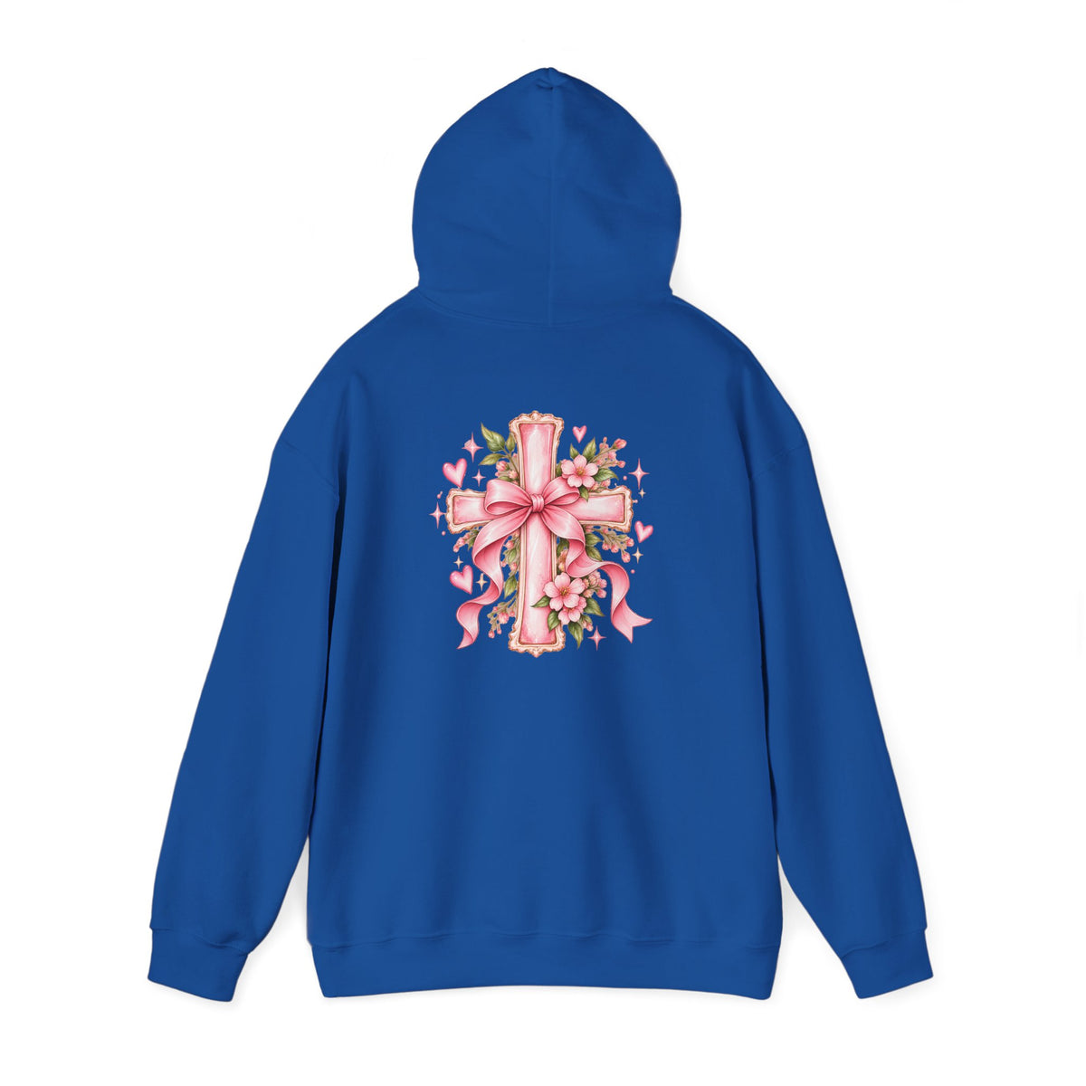 Pink Floral Cross Hoodie — "Made by Karla" Faith Pullover