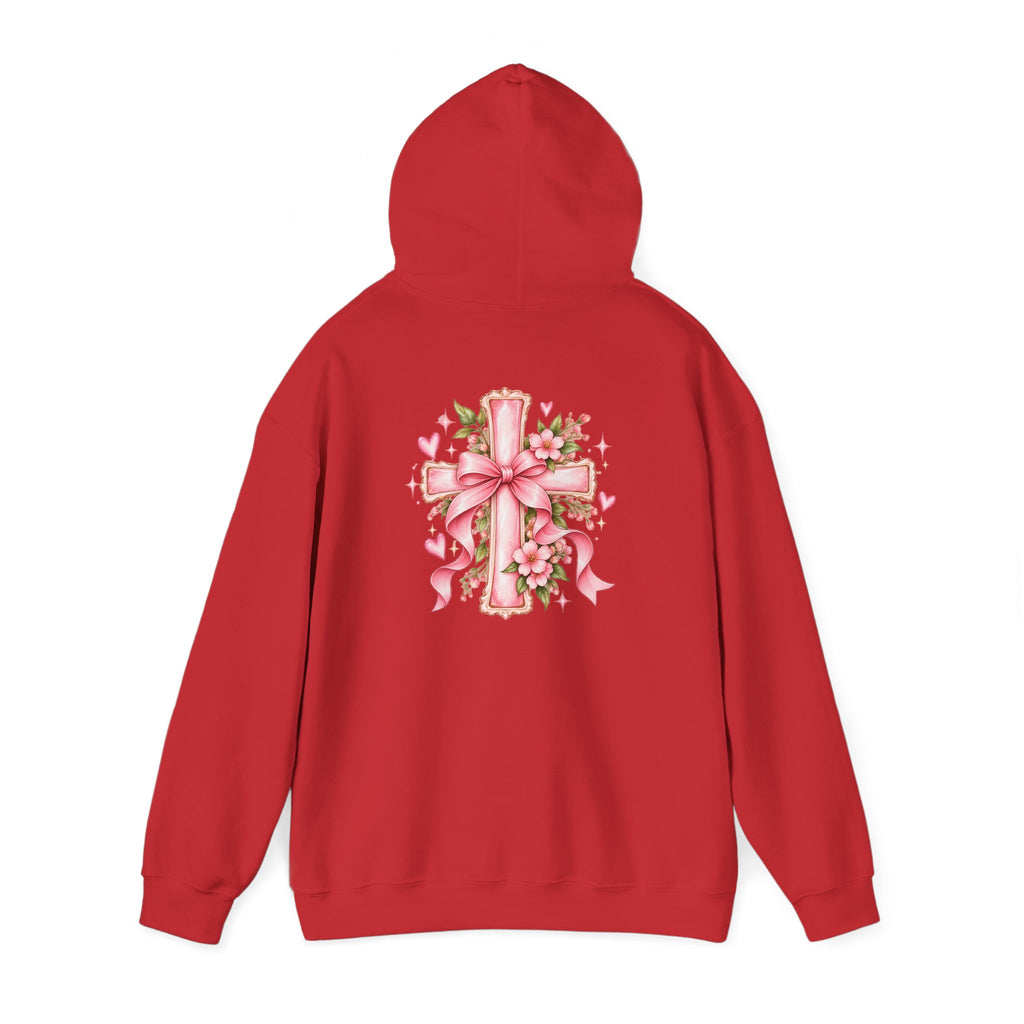 Pink Floral Cross Hoodie — "Made by Karla" Faith Pullover