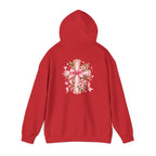 Pink Floral Cross Hoodie — "Made by Karla" Faith Pullover