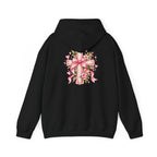 Pink Floral Cross Hoodie — "Made by Karla" Faith Pullover