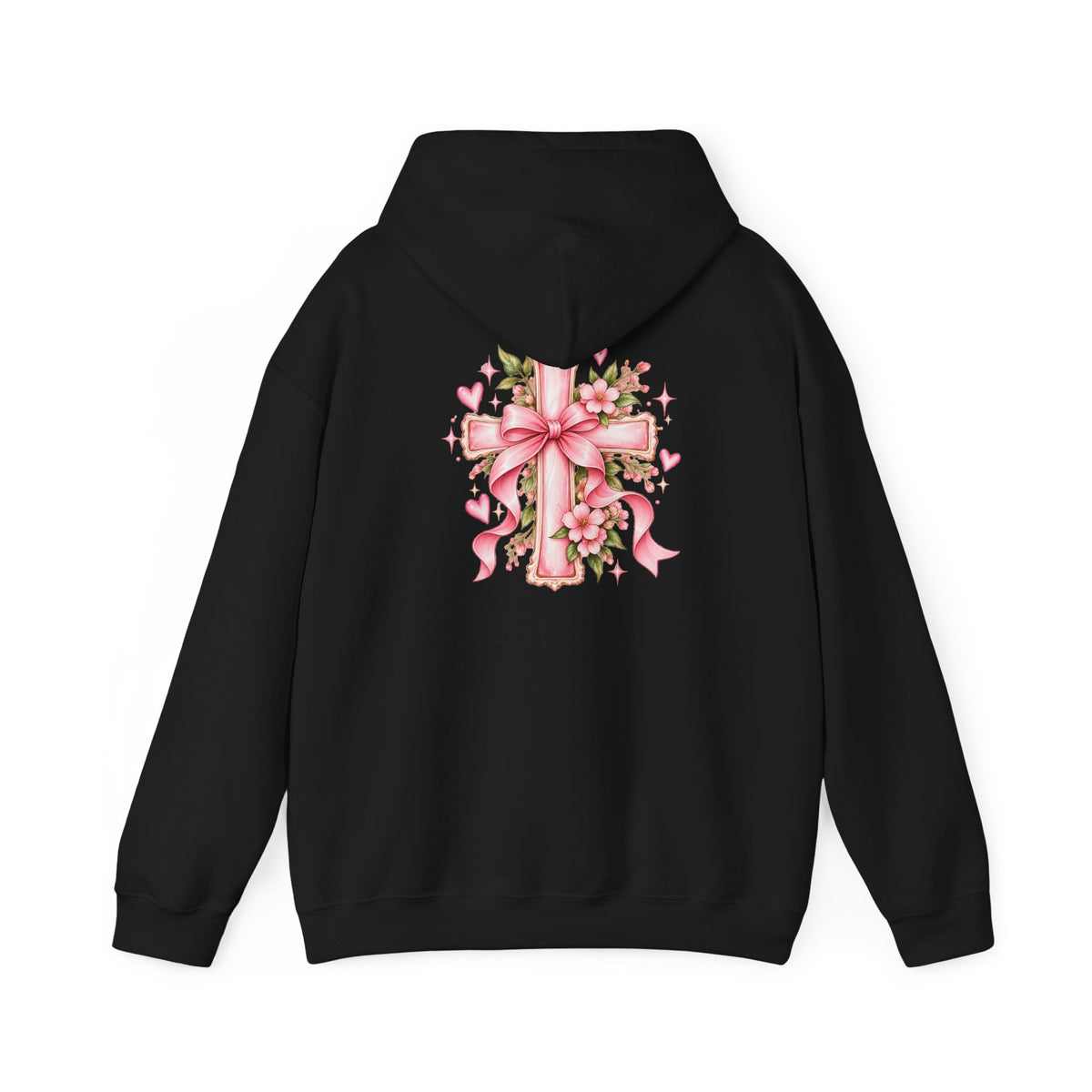 Pink Floral Cross Hoodie — "Made by Karla" Faith Pullover