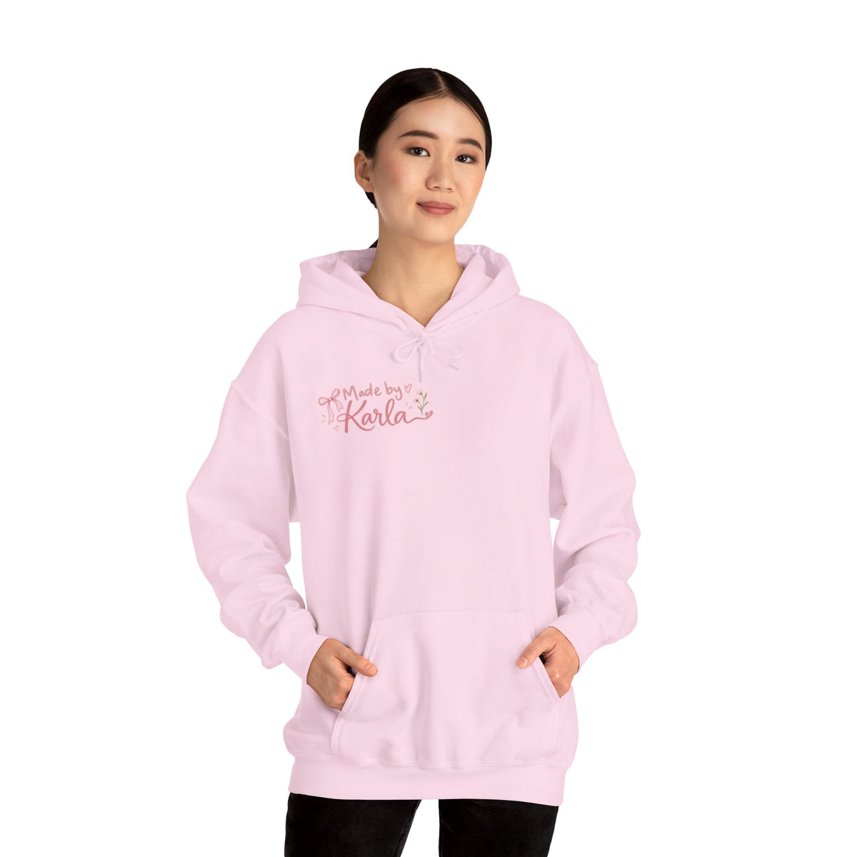Pink Floral Cross Hoodie — "Made by Karla" Faith Pullover