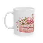 Pink Floral Bow Ceramic Mug – Romantic Coffee & Tea Gift