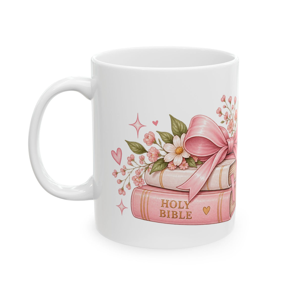 Pink Floral Bow Ceramic Mug – Romantic Coffee & Tea Gift
