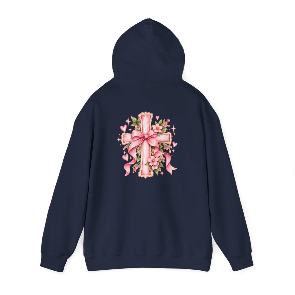 Pink Floral Cross Hoodie — "Made by Karla" Faith Pullover