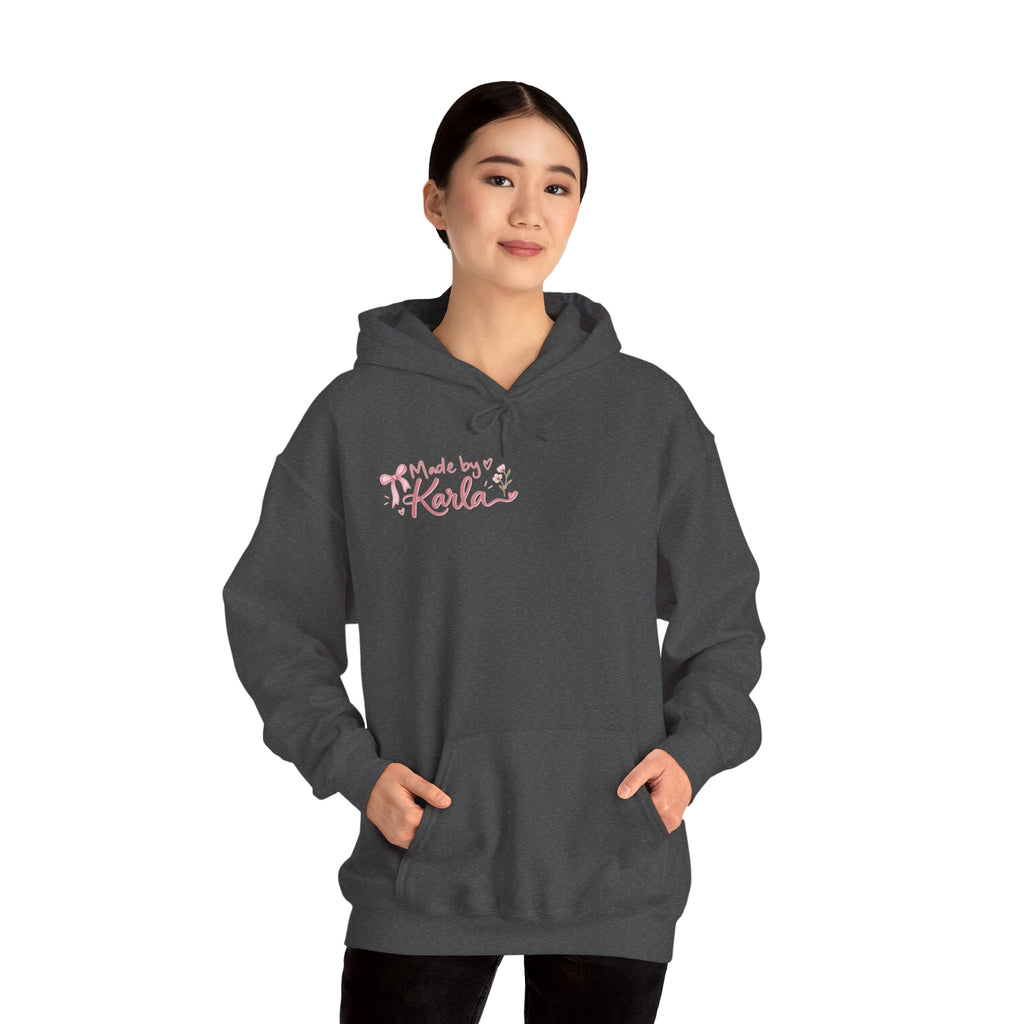 Pink Floral Cross Hoodie — "Made by Karla" Faith Pullover