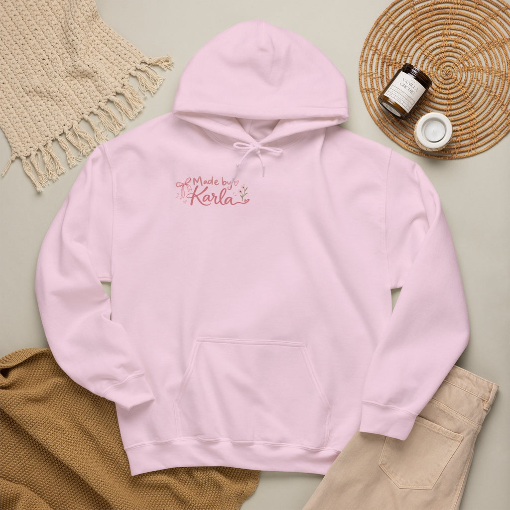 Pink Floral Cross Hoodie — "Made by Karla" Faith Pullover