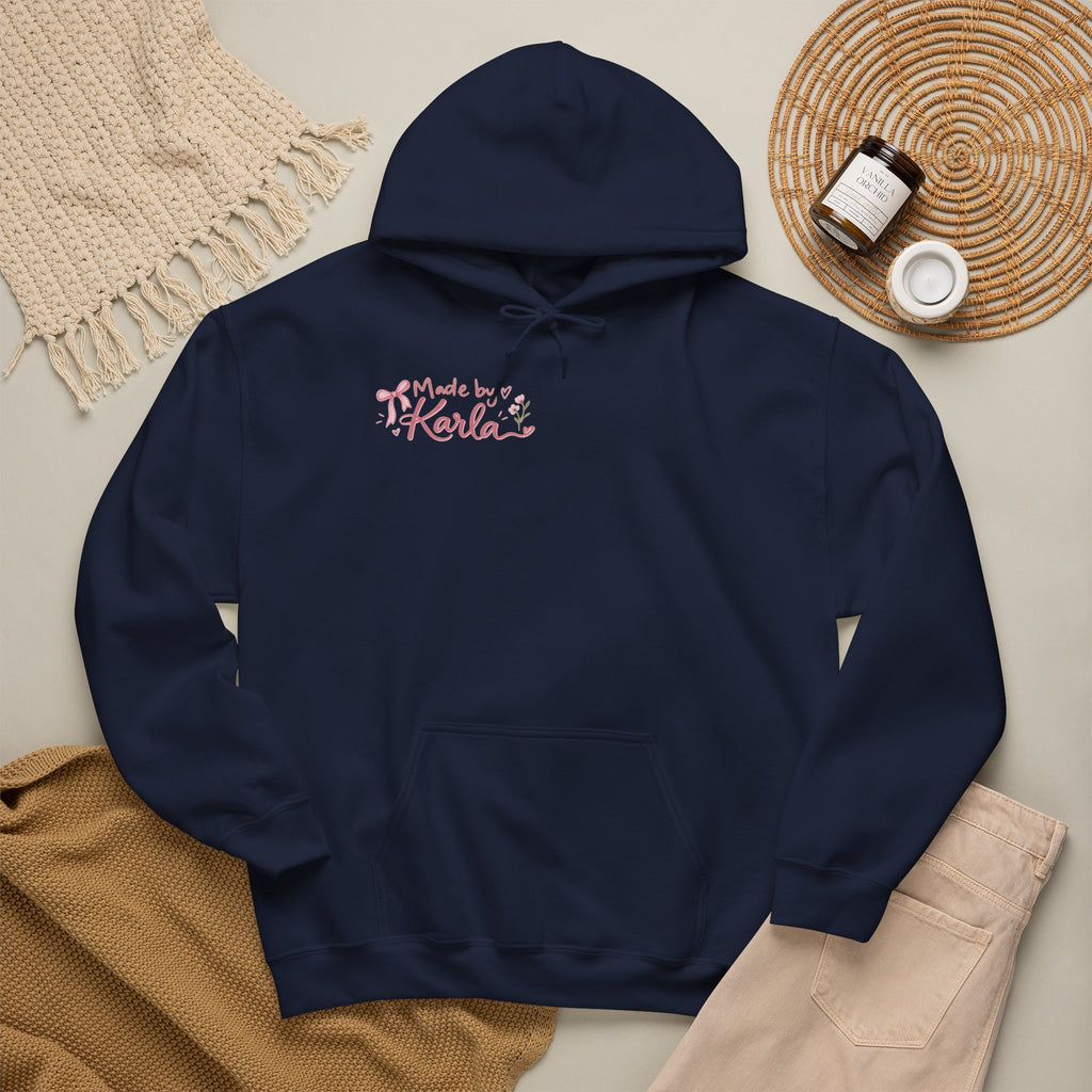 Pink Floral Cross Hoodie — "Made by Karla" Faith Pullover