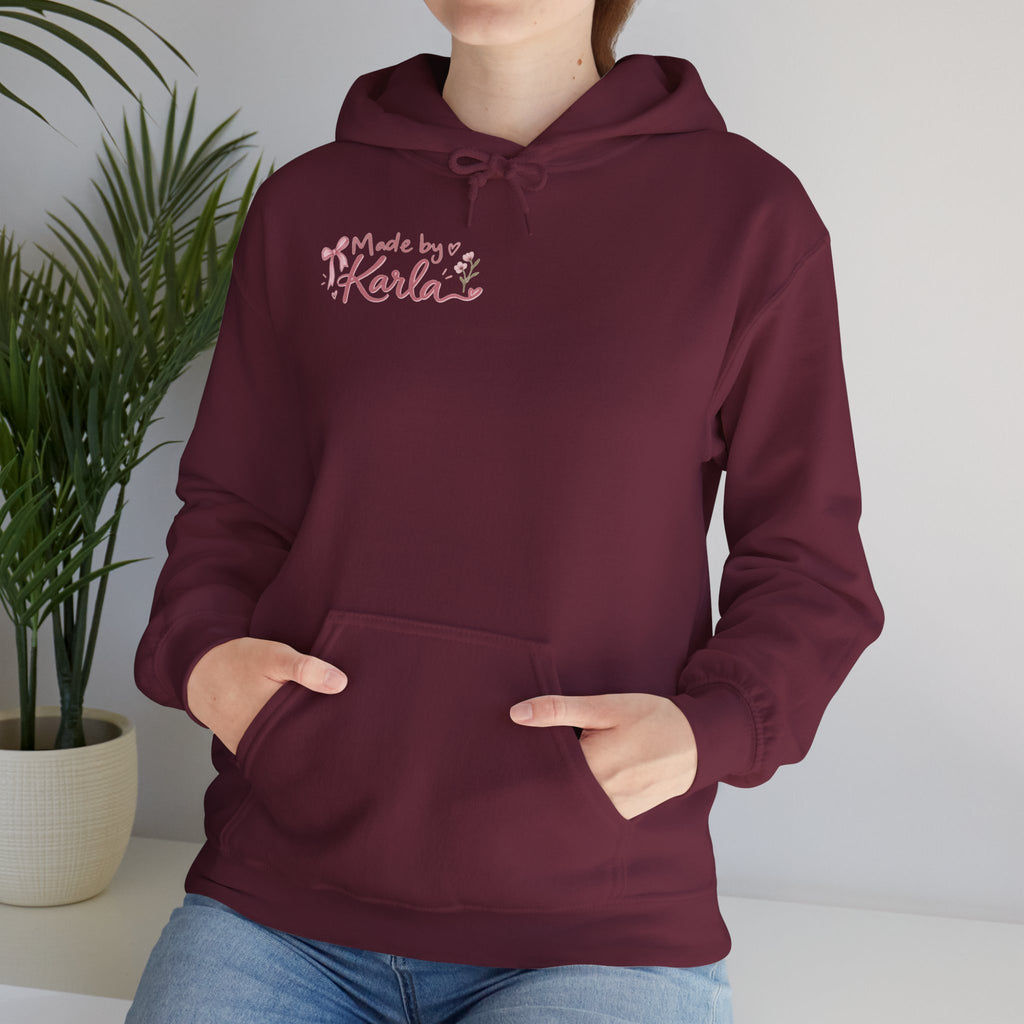 Pink Floral Cross Hoodie — "Made by Karla" Faith Pullover