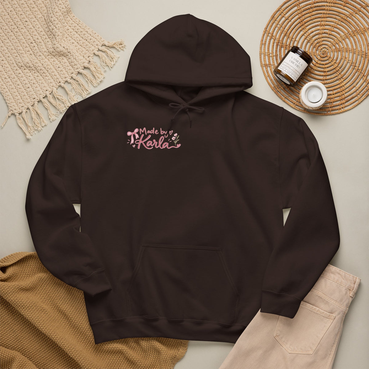 Pink Floral Cross Hoodie — "Made by Karla" Faith Pullover