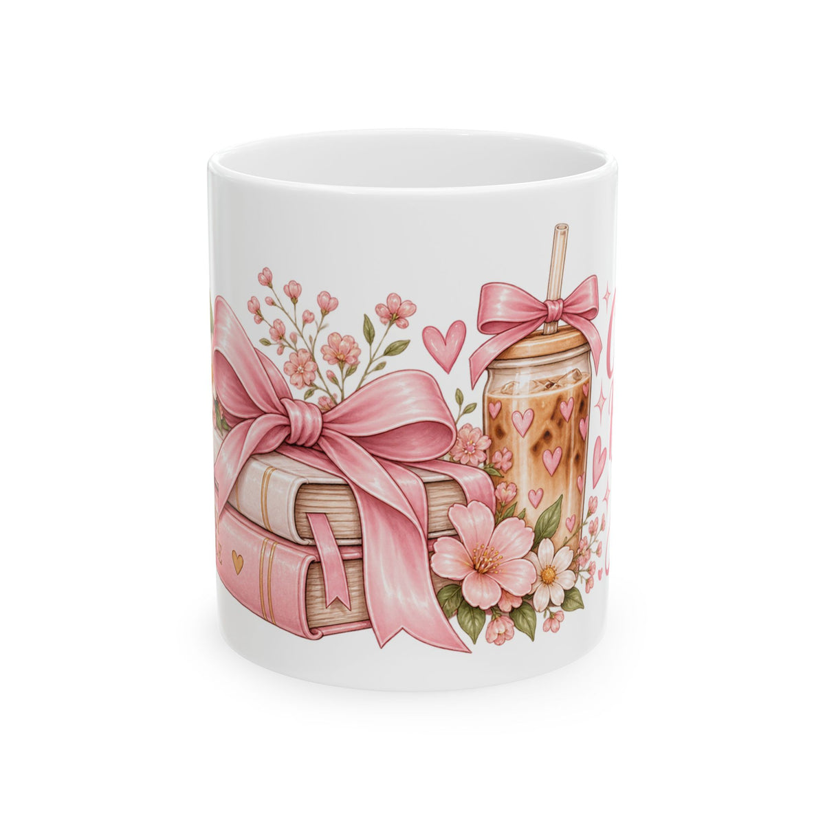 Pink Floral Bow Ceramic Mug – Romantic Coffee & Tea Gift