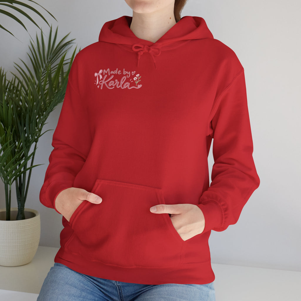 Pink Floral Cross Hoodie — "Made by Karla" Faith Pullover