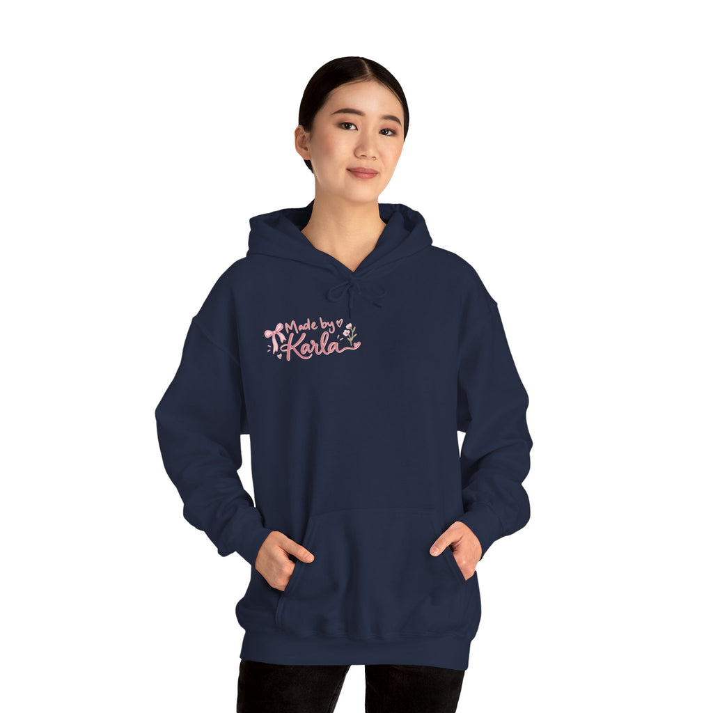 Pink Floral Cross Hoodie — "Made by Karla" Faith Pullover